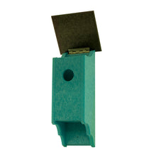 Teal Polycraft Birdhouse with lid open.