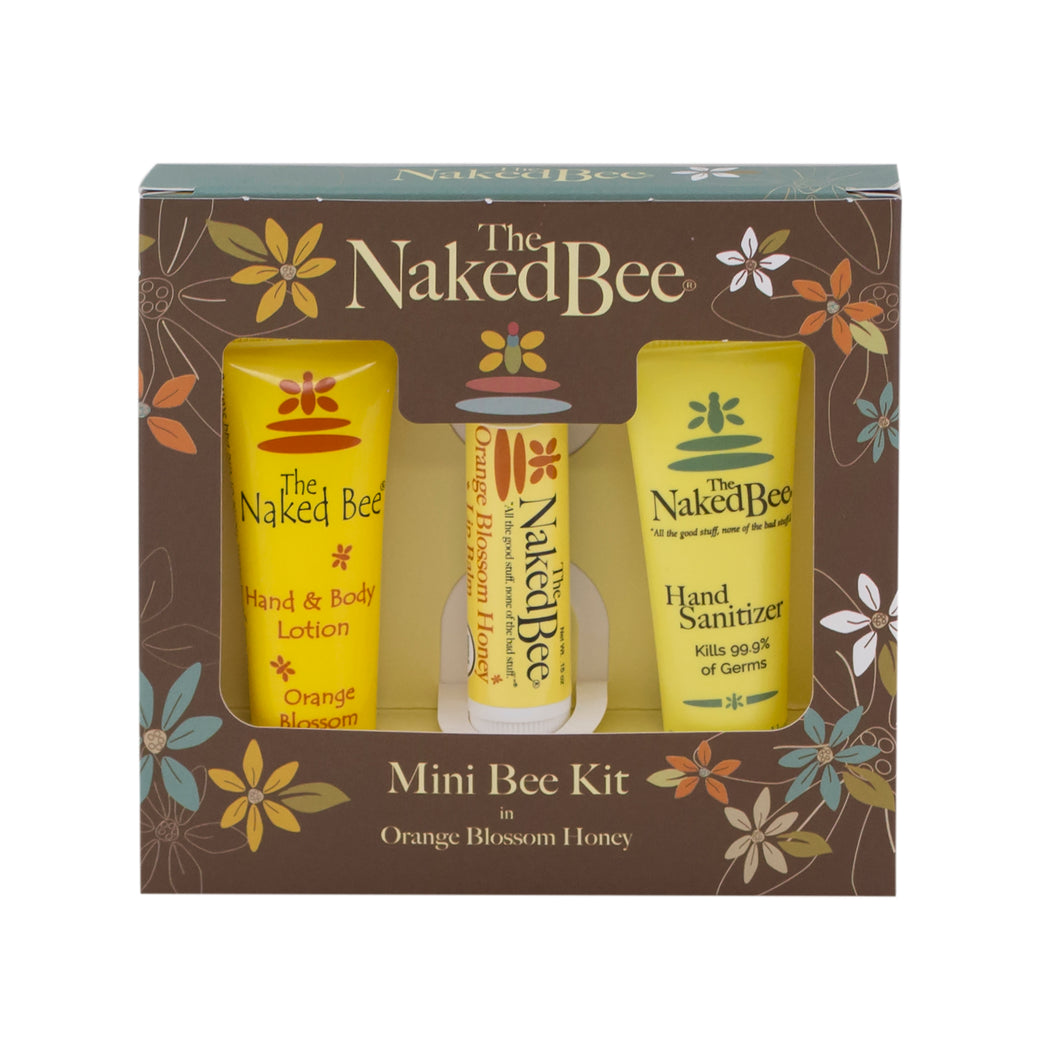 The Naked Bee Mini Bee Kit with three sample size products.