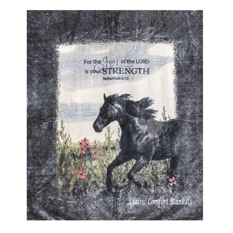 Wildflower Horse 79" x 95" Plush Queen-sized Blanket BLKT-4661-CH