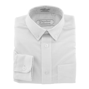 Boys' white dress shirt, oxford long-sleeved shirt.