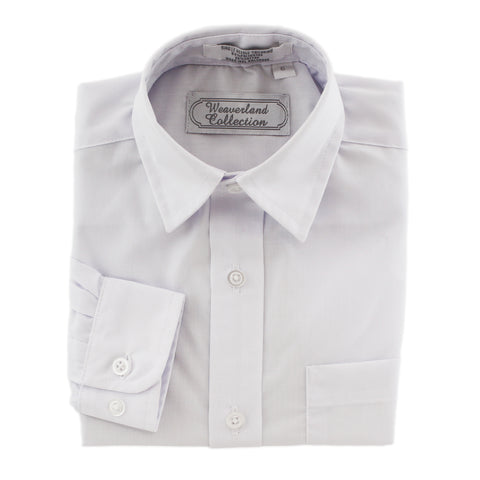 Long-sleeved white boy's dress shirt.