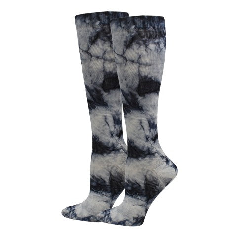 Women's Black and Gray Tie Dye Compression Sock 92101