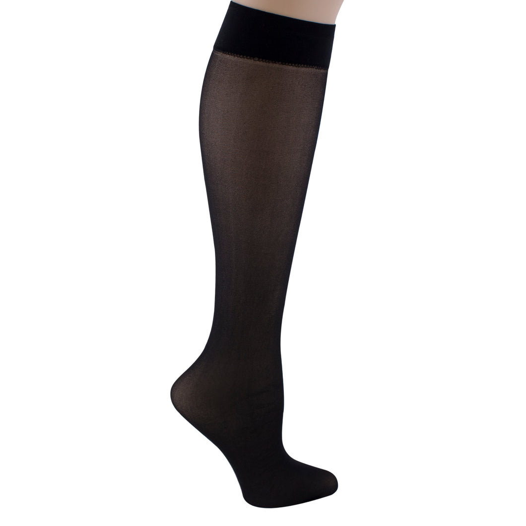 Women's Black knee-high support socks.