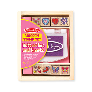 Melissa and Doug Butterflies and Hearts Wooden Stamp set.