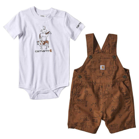Baby and Toddler Boy Printed Canvas Shortall Set CG8753