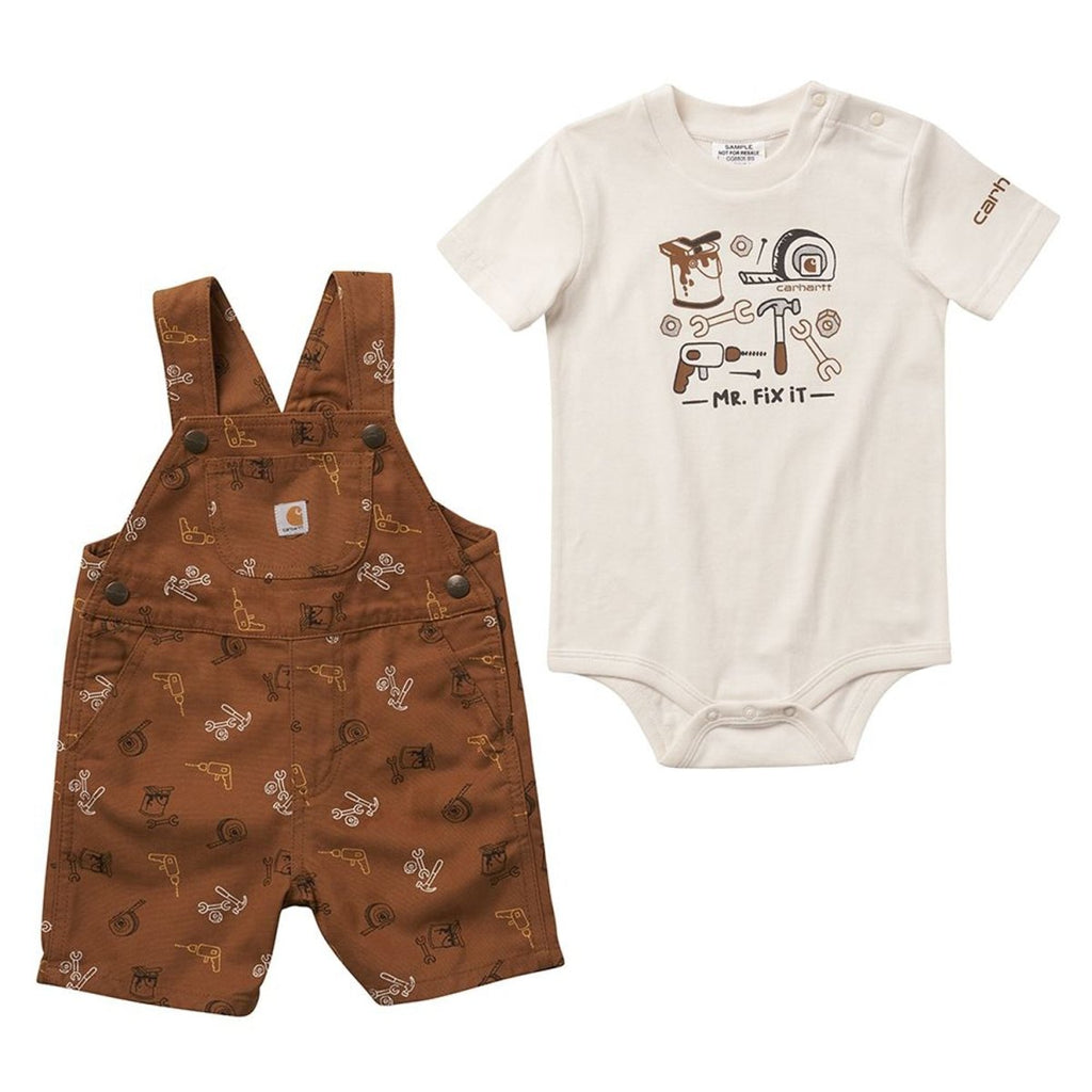 Carhartt Baby Boy Short Sleeve Bodysuit & Canvas Shortall Set CG8805 ...