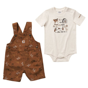 Baby Boy Short Sleeve Bodysuit & Canvas Shortall Set CG8805