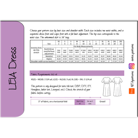 Leia Knit Dress Pattern back 