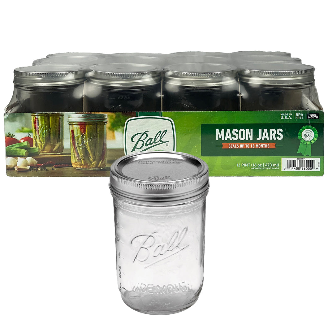 Ball Wide Mouth Pint Jars 66000 Case of 12 – Good's Store Online