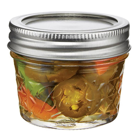 Filled Ball 4 oz quilted crystal jelly jar