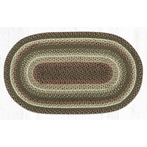 Green and brown braided rug