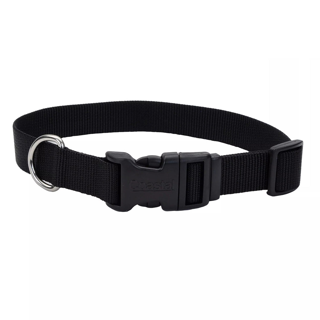 Black Adjustable Dog Collar with Plastic Buckle