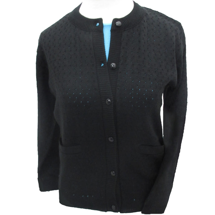 Women's black cardigan sweater