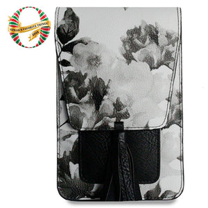 Everything Mary 12 White Floral on Black Rolling Sewing Machine Case