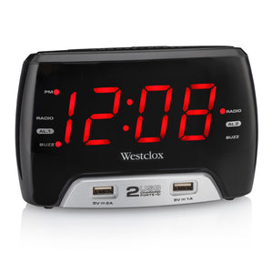 Large LED Digital FM Clock Radio with USB Charging Port 80227WM