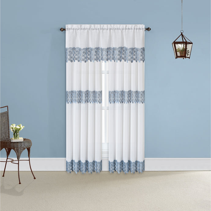 Blue lacy curtains