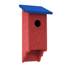 Red and blue birdhouse