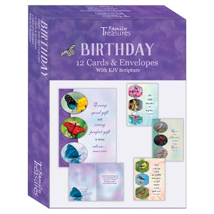 FT boxed greeting cards birthday butterflies birds