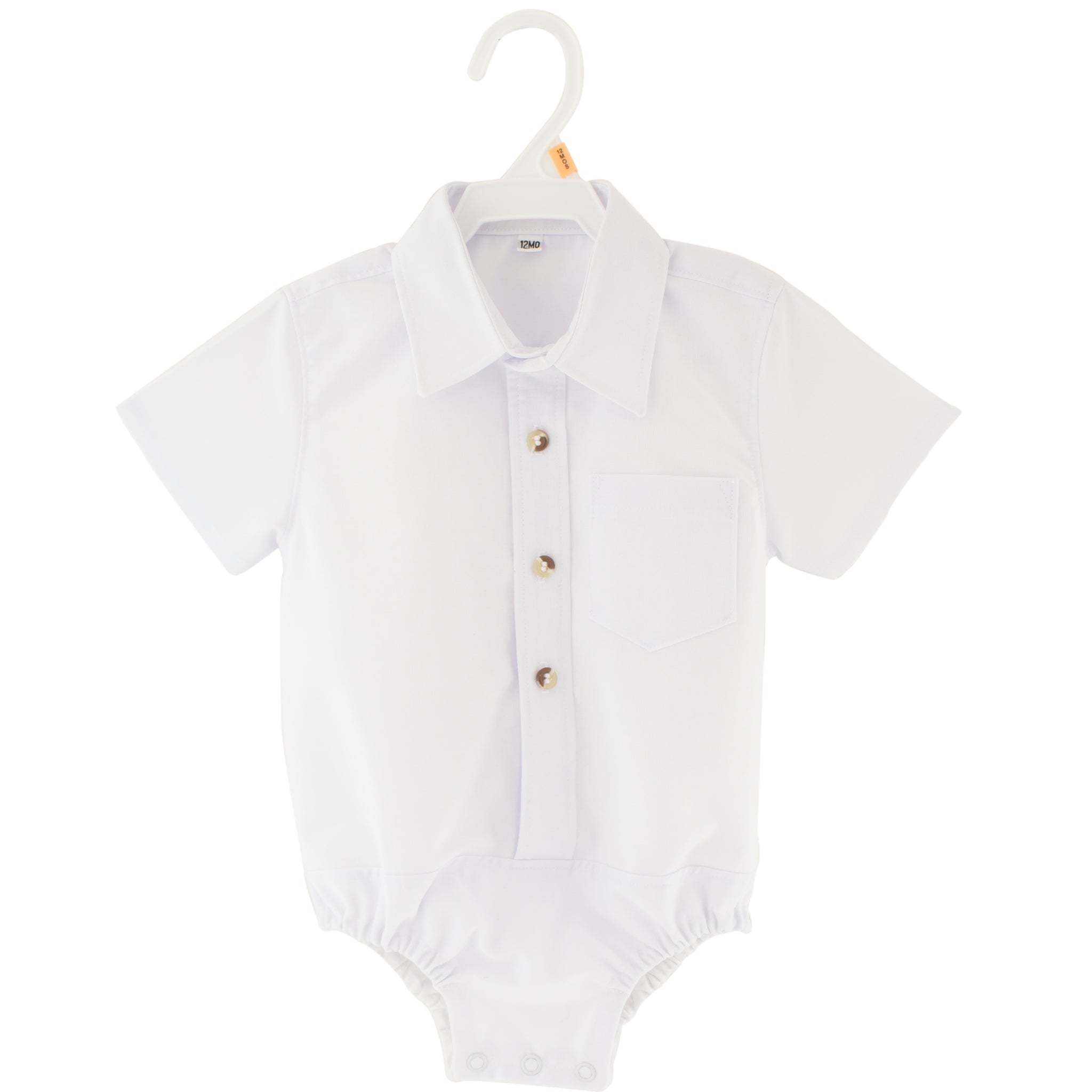 Baby Boys White Collared Bodysuit with Short Sleeves – Good's Store Online