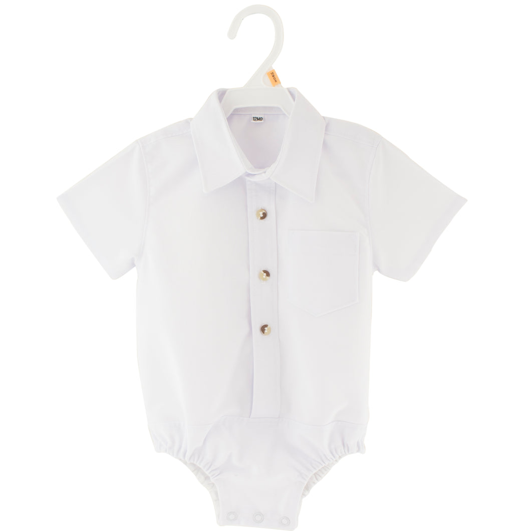 Brown buttons short sleeve bodysuit