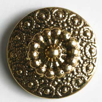 Gold plated round metal button