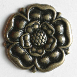Antique brass metal flower button