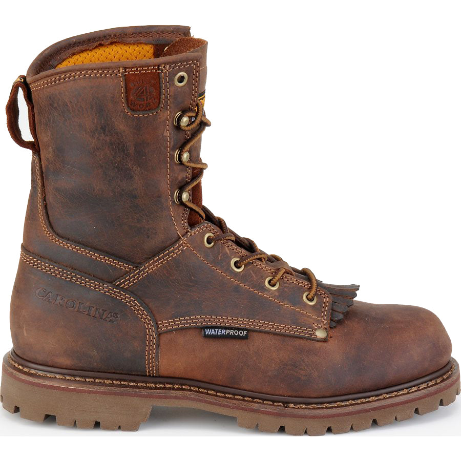 Rugged-looking Carolina Shoe leather work boots.