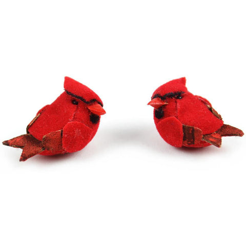 Cardinal Mushroom Artifical Birds 1 Pair MD20023