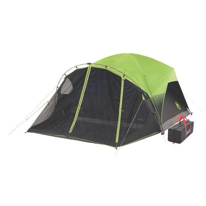 Coleman Carlsbad Dark Room 6-person dome camping tent with screen room, green and black colors