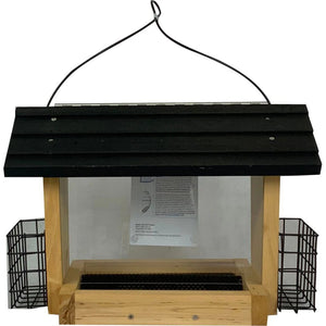 Cedar wood bird feeder with suet cake holders