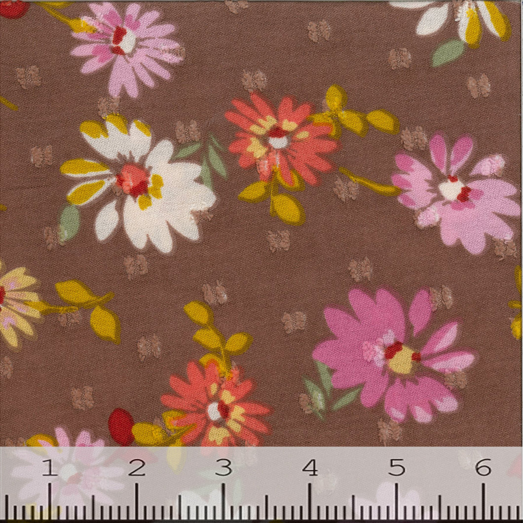 Swiss Dot Cotton Fabric Floral Fabric Flower Print Fabric Raised