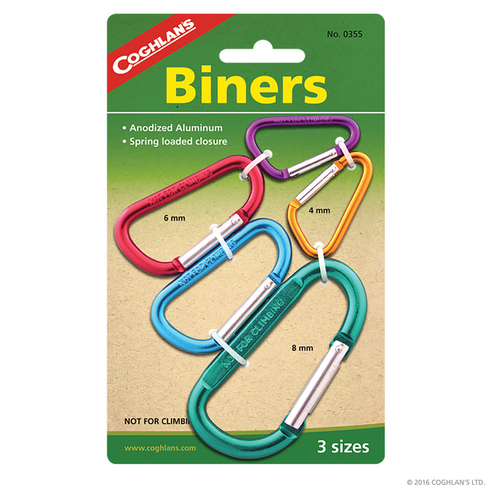 Assorted sizes of biners
