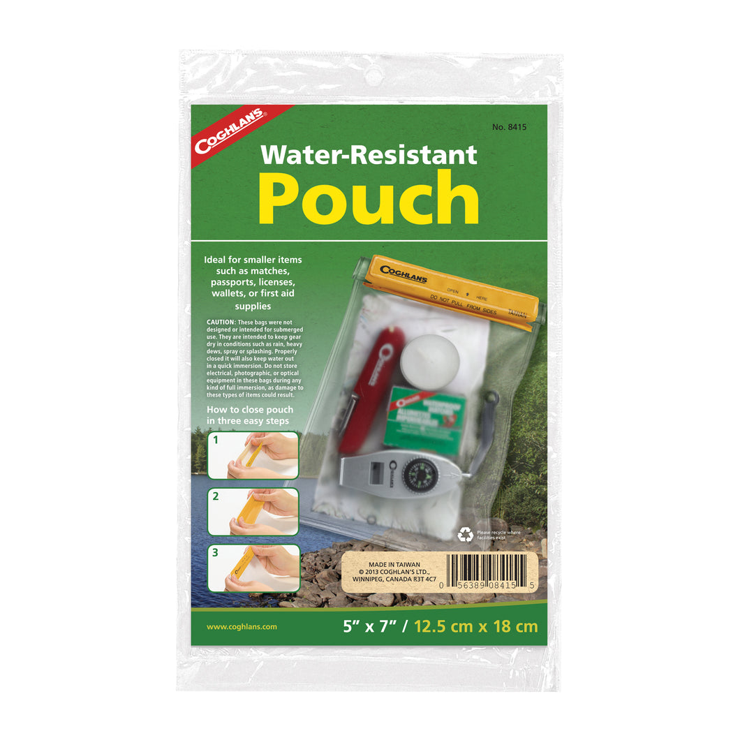 Water-resistant pouch.