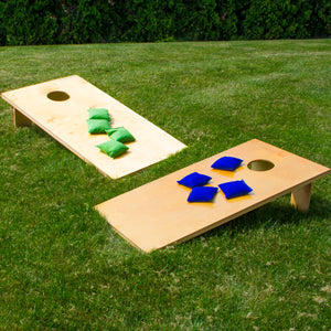 Cornhole game in lawn