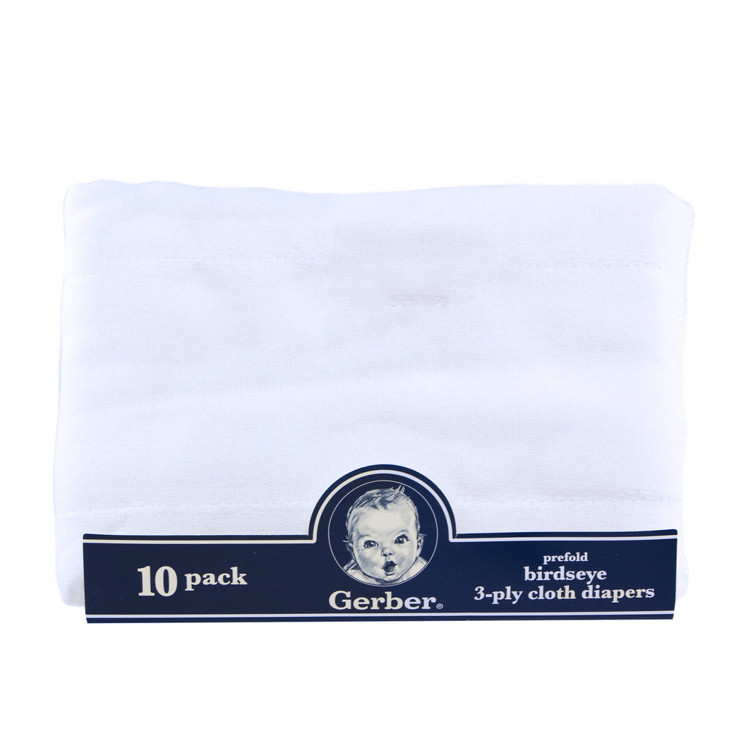 10-pack Gerber cloth diapers, prefold. 