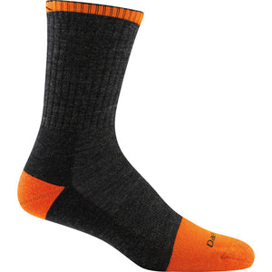 Darn Tough men's Steely micro crew sock in graphite gray with orange trim