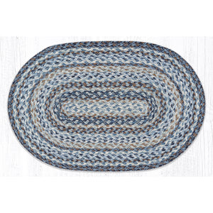 Blue oval braided rug