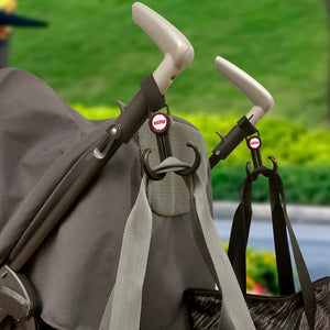 Stroller hooks holding bag