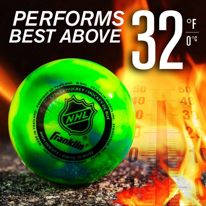 Franklin Sports Street Hockey Balls - Outdoor NHL Hockey Balls - Low Bounce  - 3 Pack - Extreme Colors 