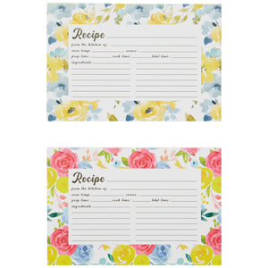 RECIPE CARD FLORAL 60 COUNT blue and yellow variety and red yellow and blue variety
