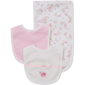 Floral rose bibs & burp cloth