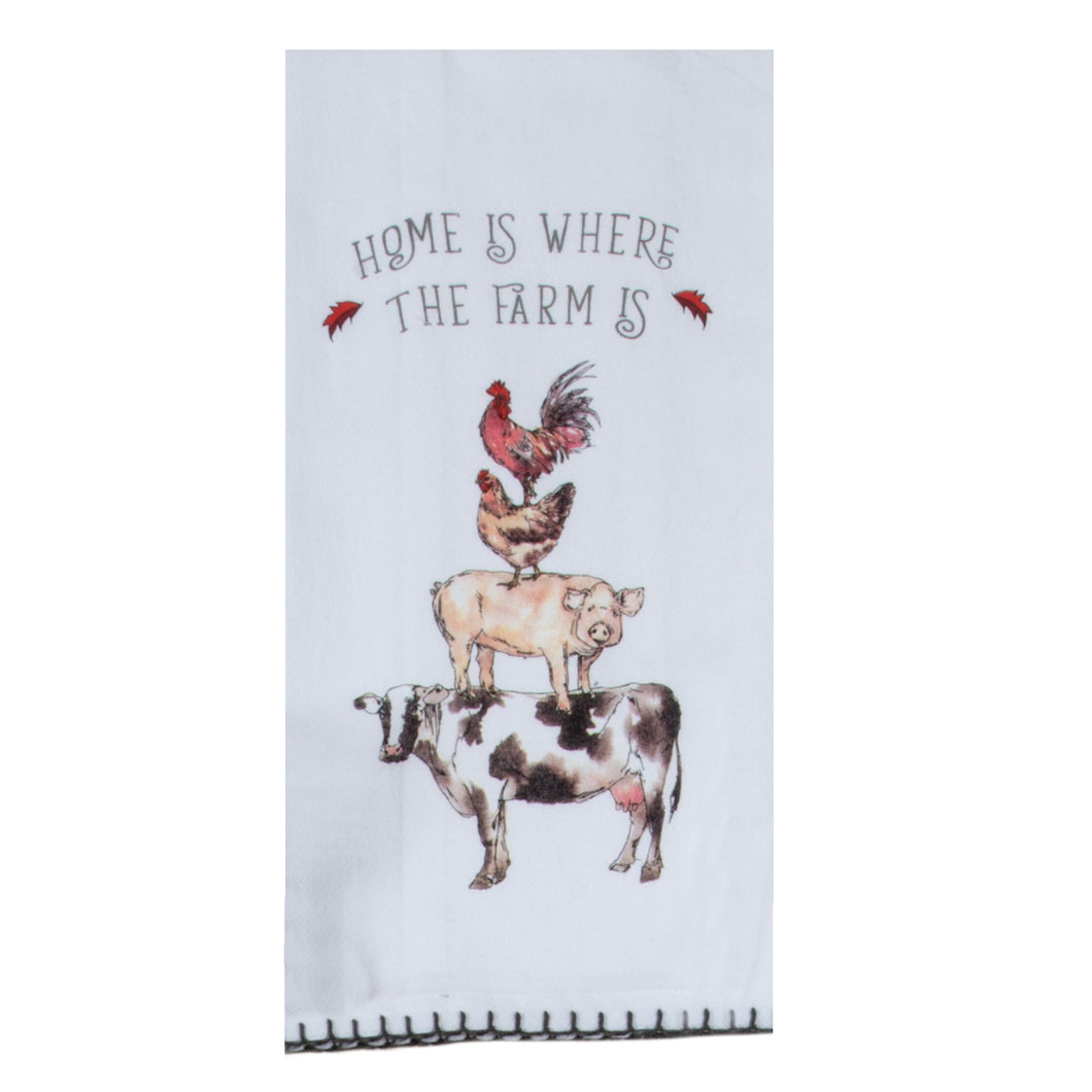 Pig Trio Country Farmhouse Kitchen Dish Towel, Pink Pigs