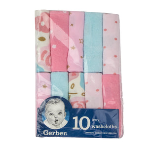 Gerber Girl's 10 Pack Princess Terry Washcloths 21935R230G03OSZ