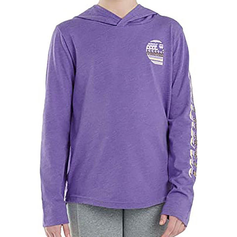 Girls' Long-Sleeve Hooded Pattern Logo Tee CA9889