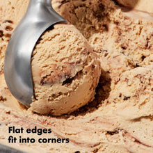 Scooping out ice cream close-up