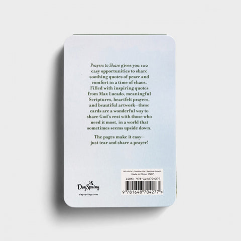Max Lucado - Prayers to Share: 100 Pass-Along Notes for Peace & Rest Back of Cards 