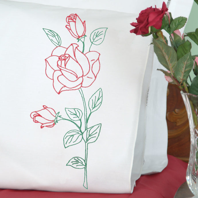 Long Stem Rose Perle Edge Pillowcases
