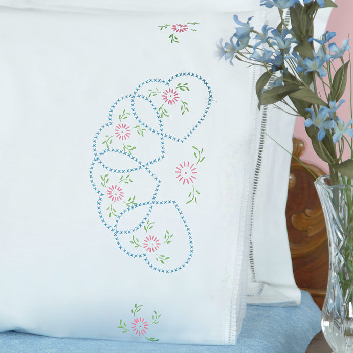 Starburst of Hearts Lace Edge Pillowcases