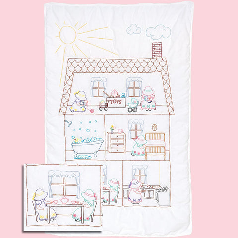 Sunbonnet Sue Doll House Crib Quilt Top