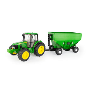 Toy John Deere tractor and wagon